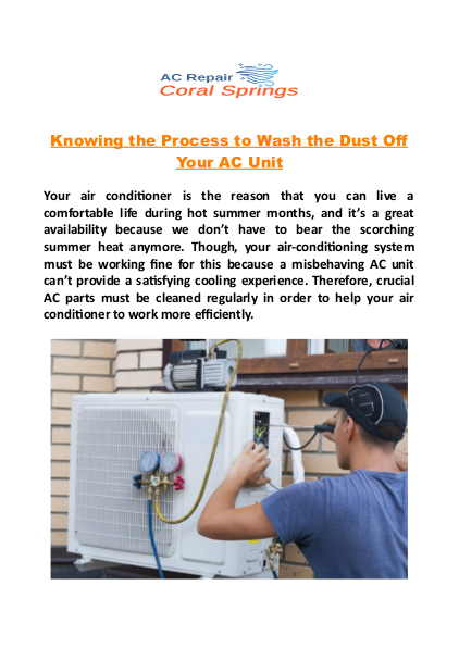 Knowing the Process to Wash the Dust Off Your AC Unit