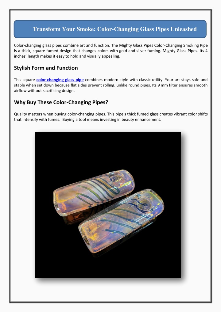 Transform Your Smoke: Color-Changing Glass Pipes Unleashed
